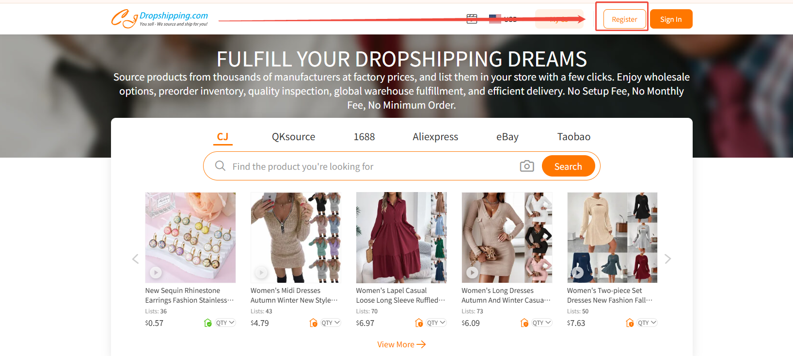 CJdropshipping Account